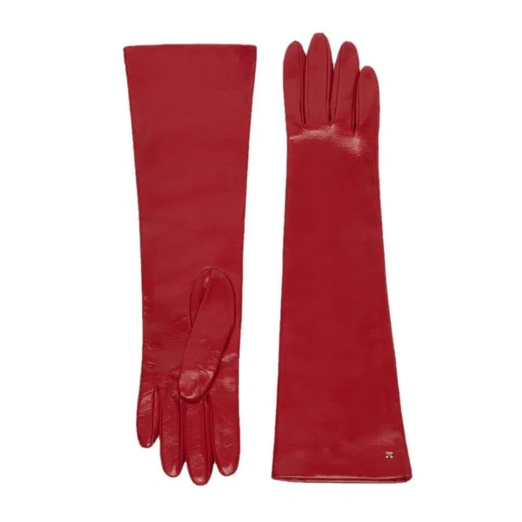 MAX MARA Long Nappa-leather Gloves In Brown Bordeaux Product Image