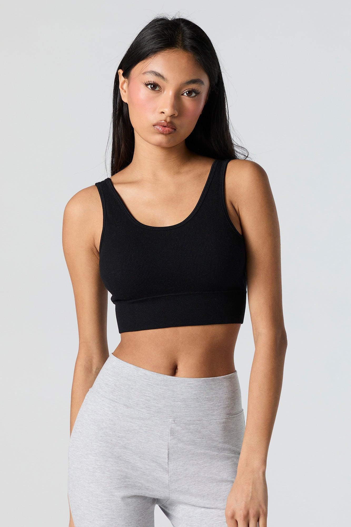 Seamless Ribbed Scoop Neck Cropped Tank Female Product Image