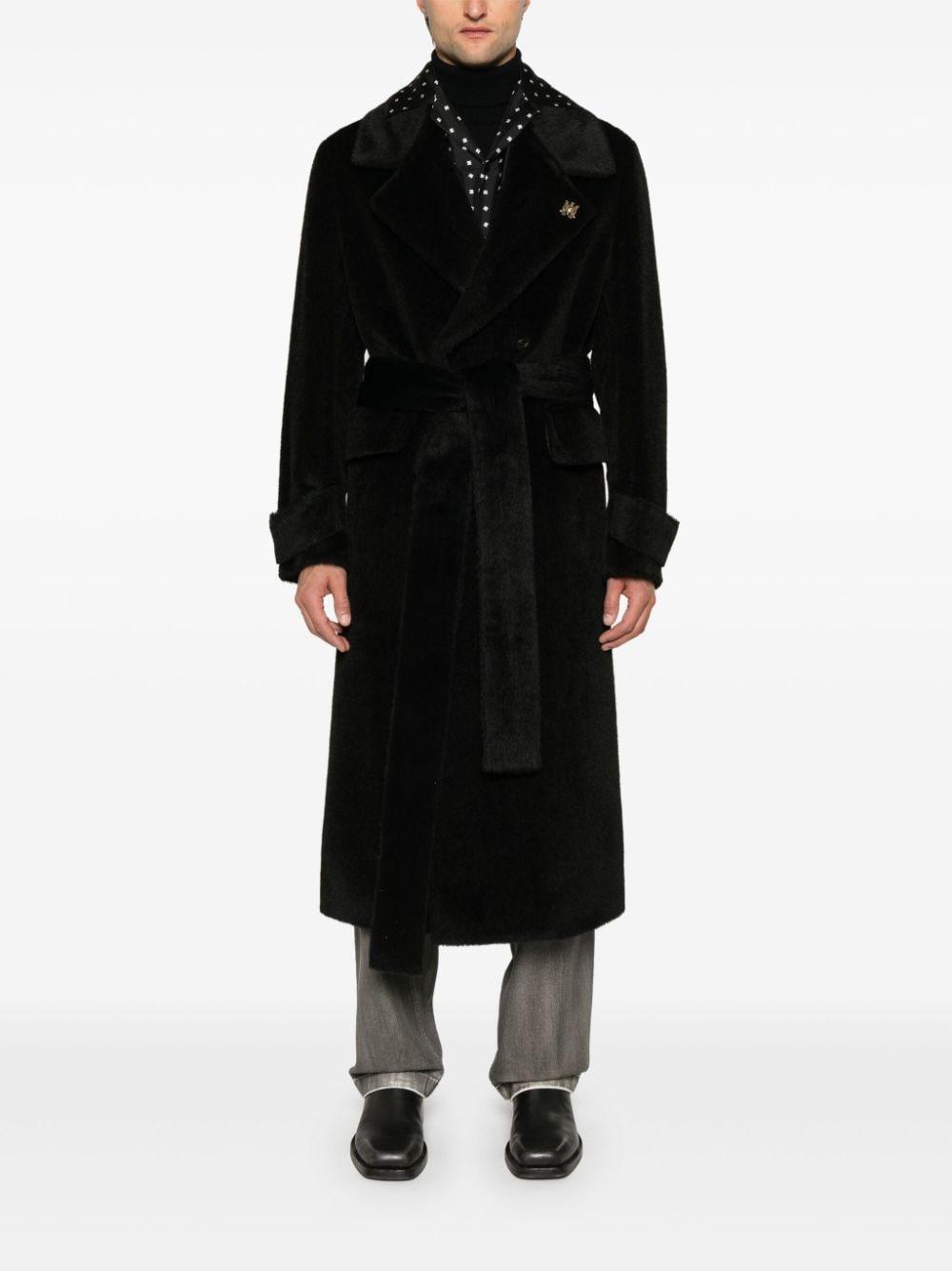 Brushed-effect Coat In Black Product Image