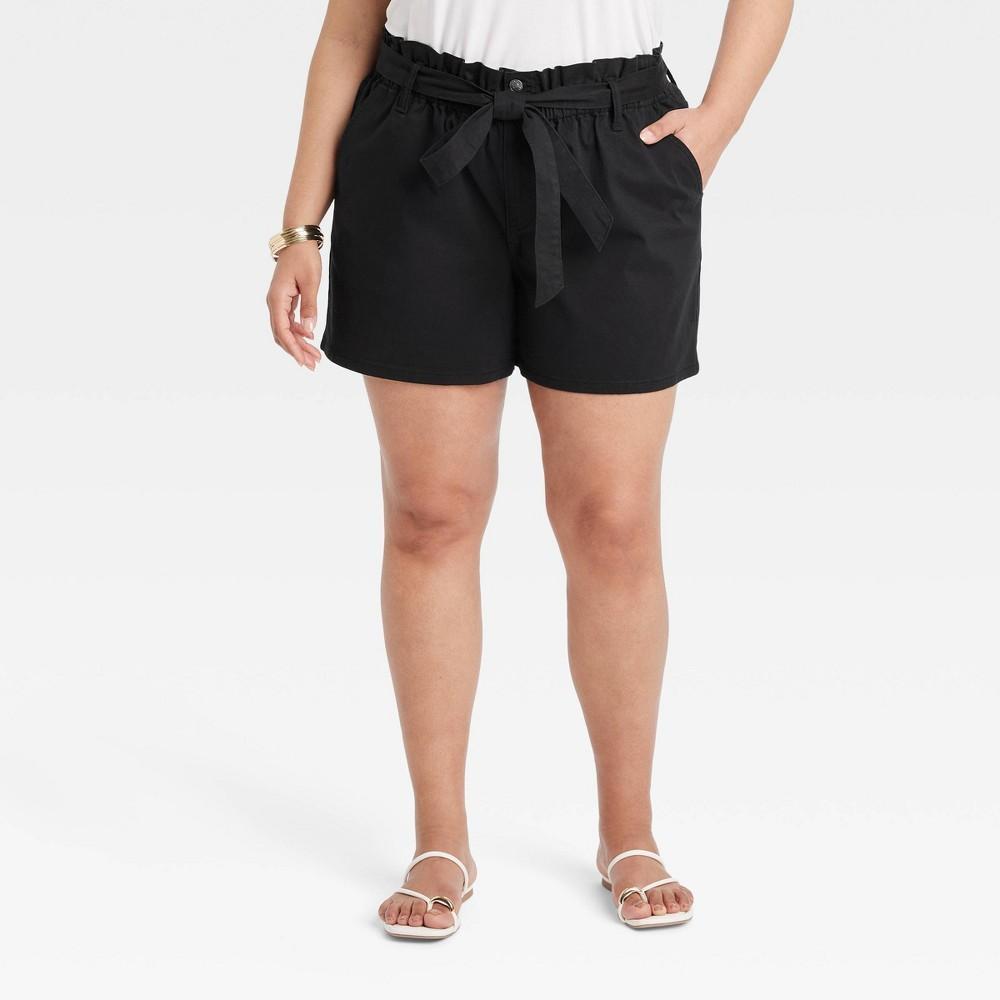 Womens High-Rise Pull-On Shorts - Ava & Viv Black 1X Product Image