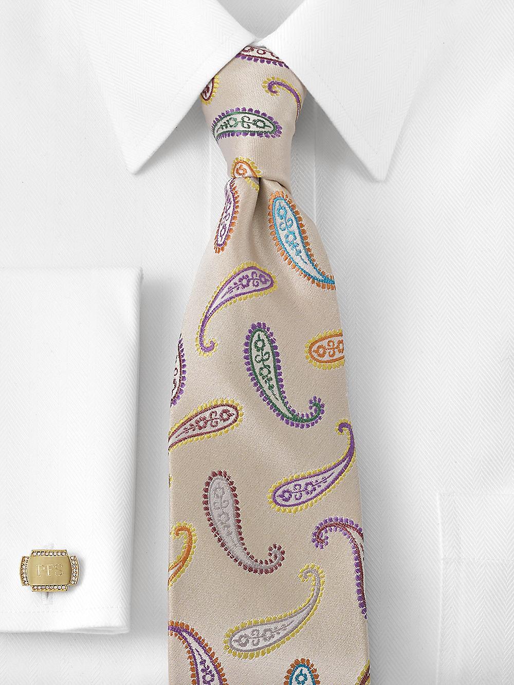 Paisley Woven Silk Tie - Ivory Multi Product Image