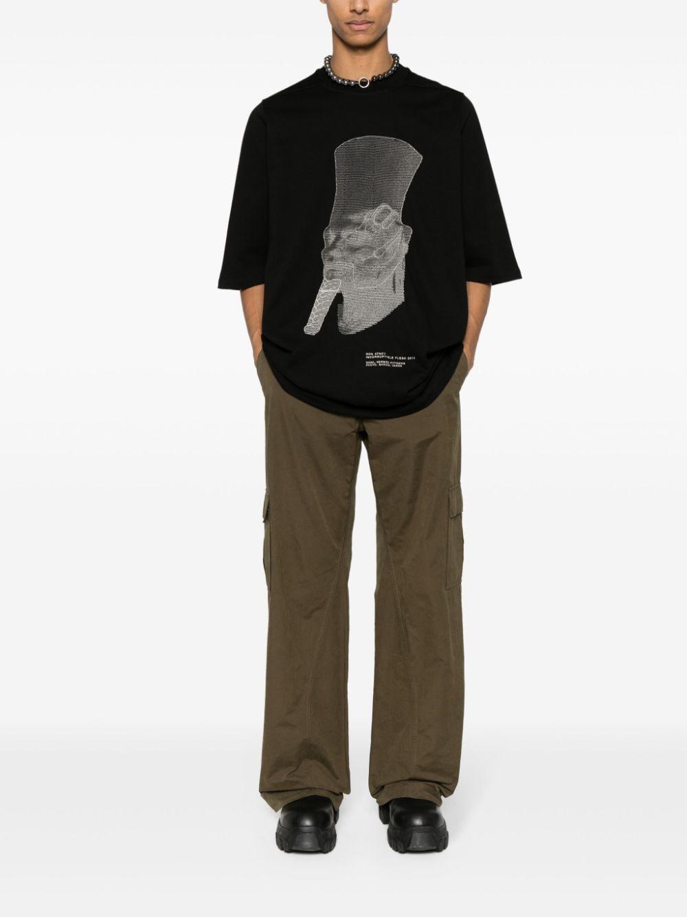 RICK OWENS Ron Jumbo Embroidered Cotton T-shirt In Black Product Image