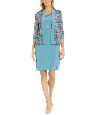 Women's 2-Pc Floral Jacket & Sheath Dress with Pendant Product Image