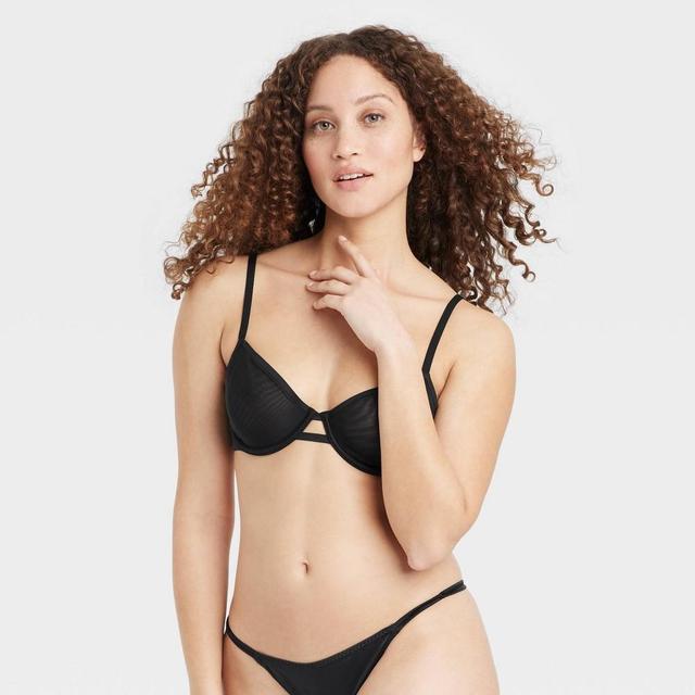 Womens Mesh Unlined Demi Bra - Auden Black 36A Product Image