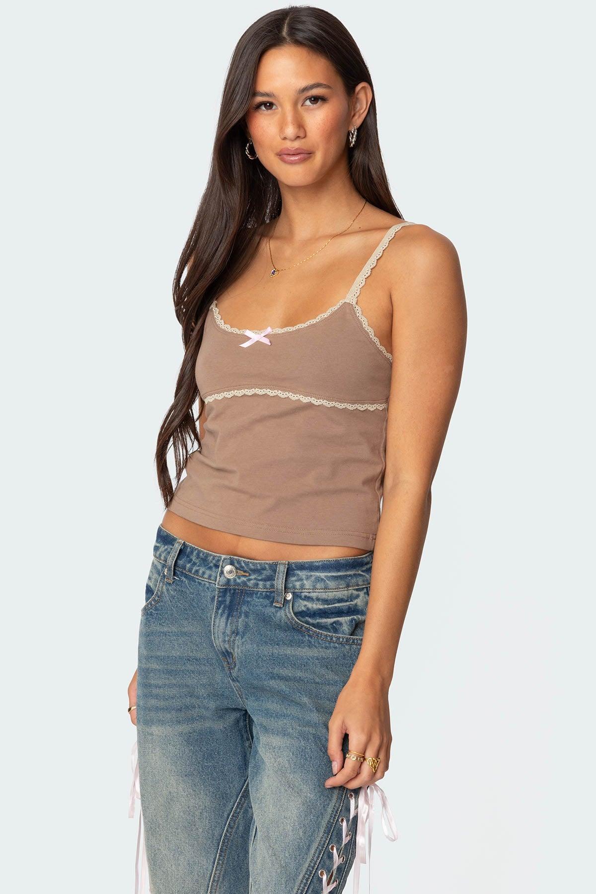 Elin Lace Trim Tank Top Product Image