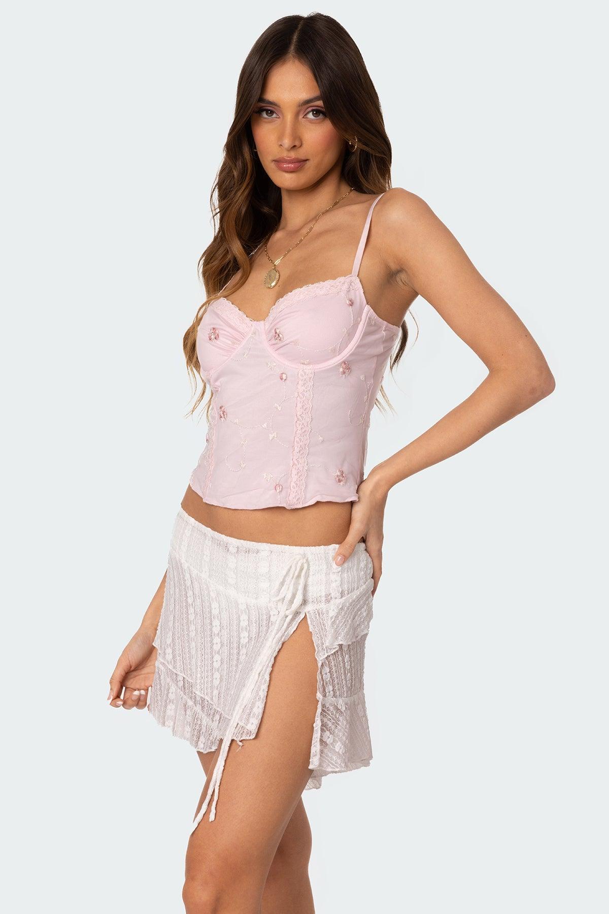 Victoria Embroidered Mesh Bra Top Product Image