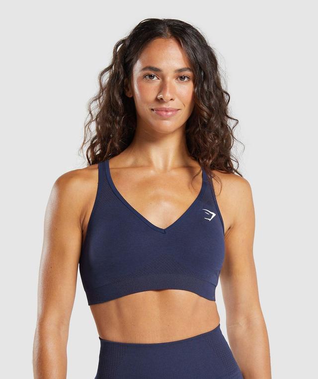 Gymshark Vital Seamless V Neck Sports Bra - Heavy Blue/ Marl Female Product Image