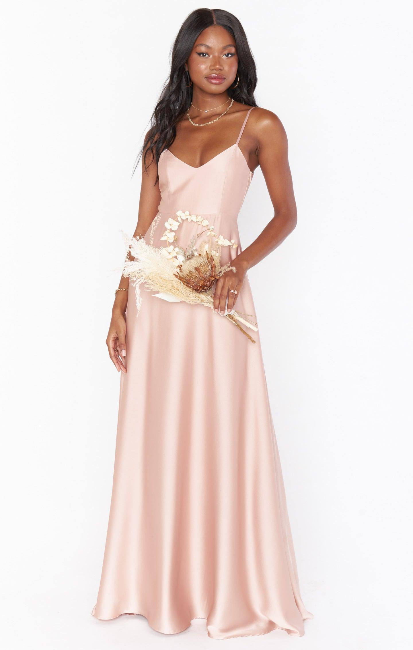 Faith Maxi Dress ~ Rose Gold Luxe Satin Product Image