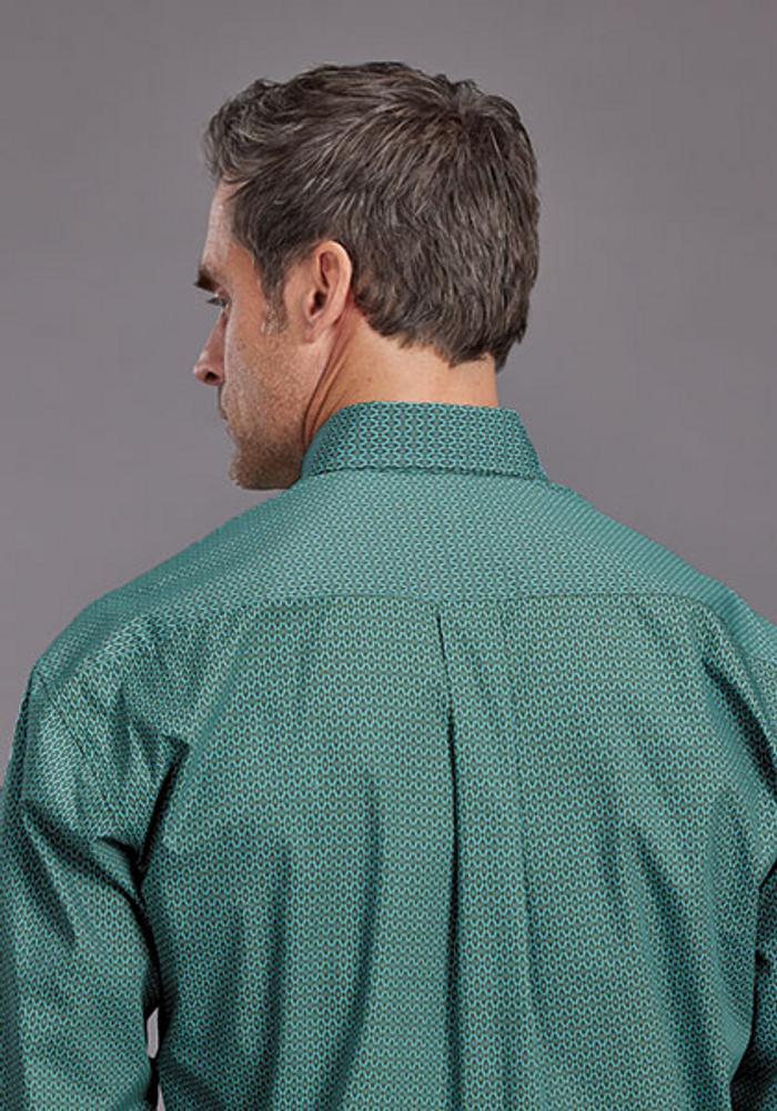 Stetson® Men's L/S Teal Green Geo Print Button Shirt Product Image