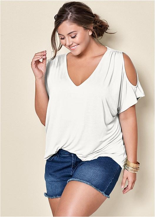 Cold-Shoulder V-Neck Top Product Image