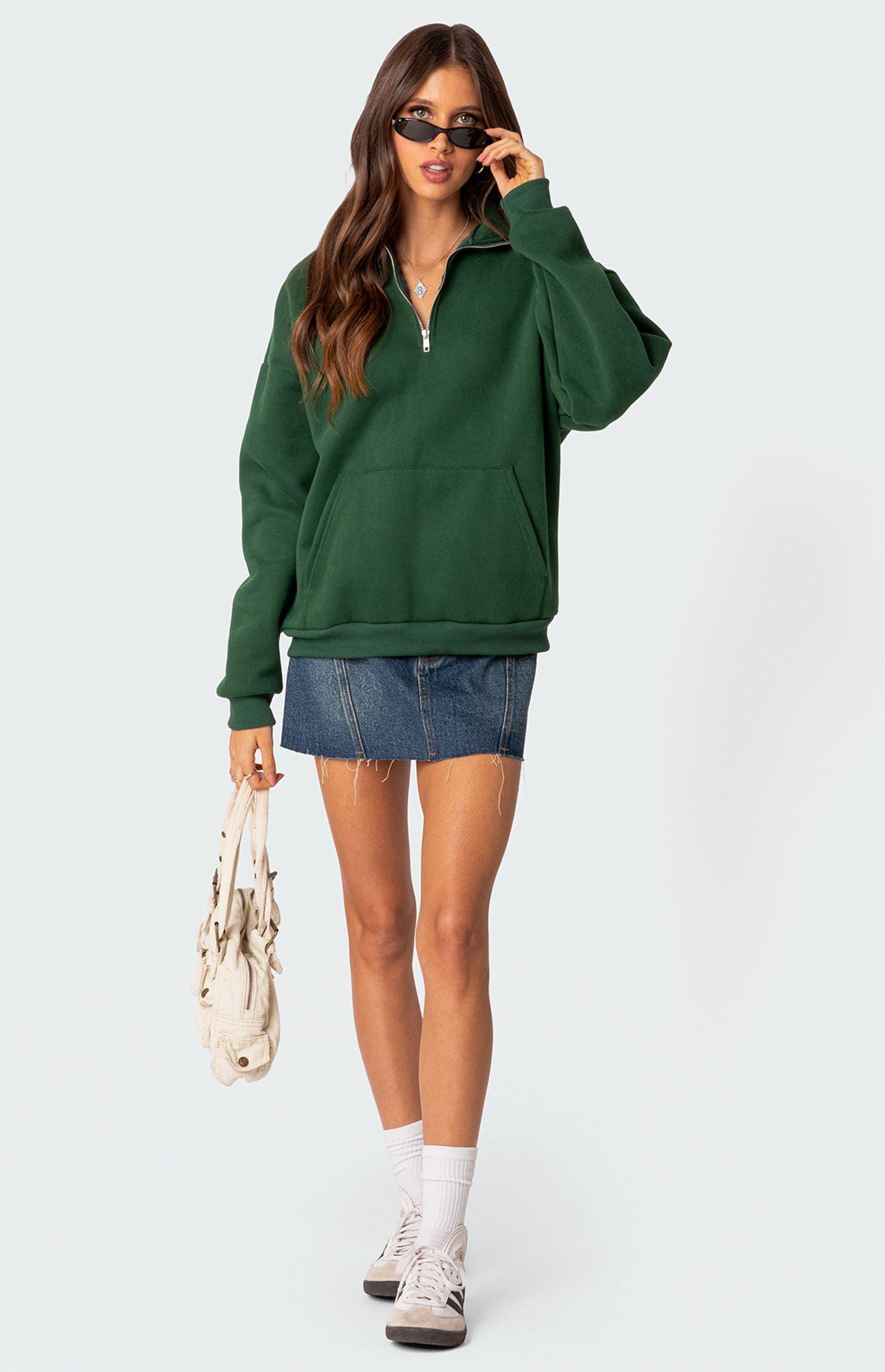 Edikted Womens Oversized Quarter Zip Sweatshirt - Greenmall Product Image