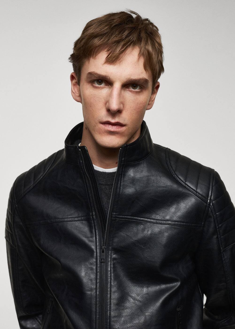 MANGO MAN - Nappa leather-effect jacket blackMen Product Image