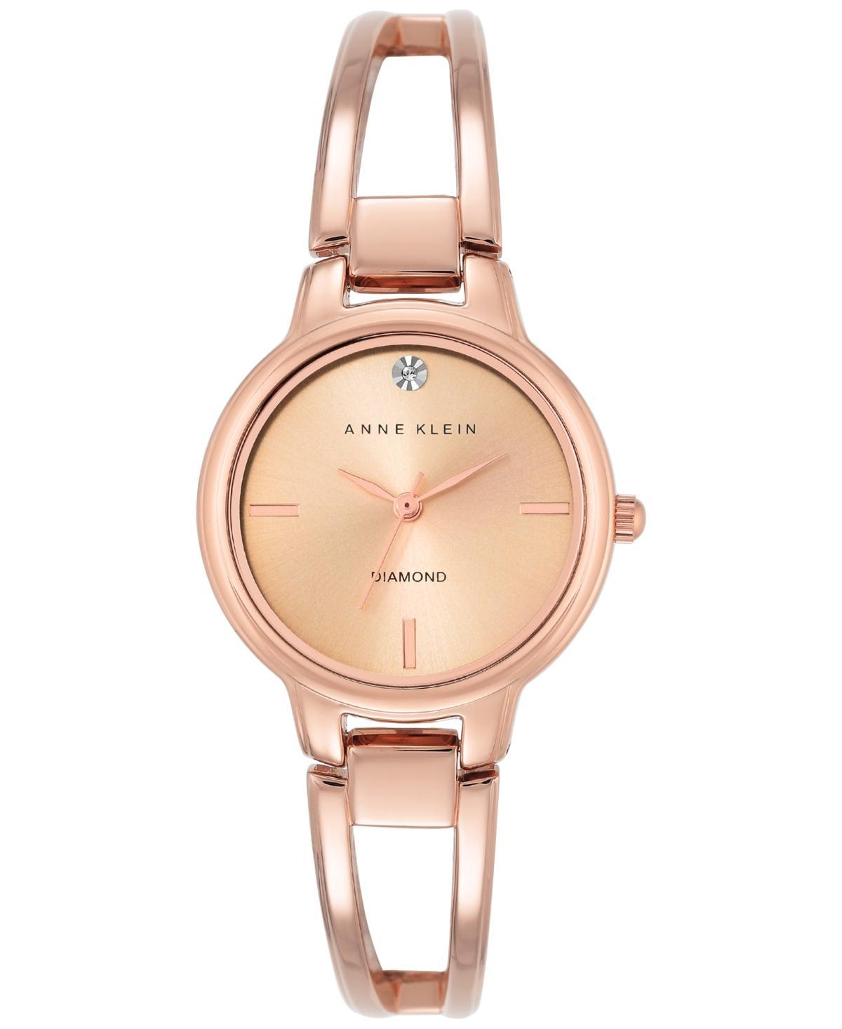 Anne Klein Womens Diamond Accent Rose Gold-Tone Stainless Steel Bracelet Watch 30mm Product Image