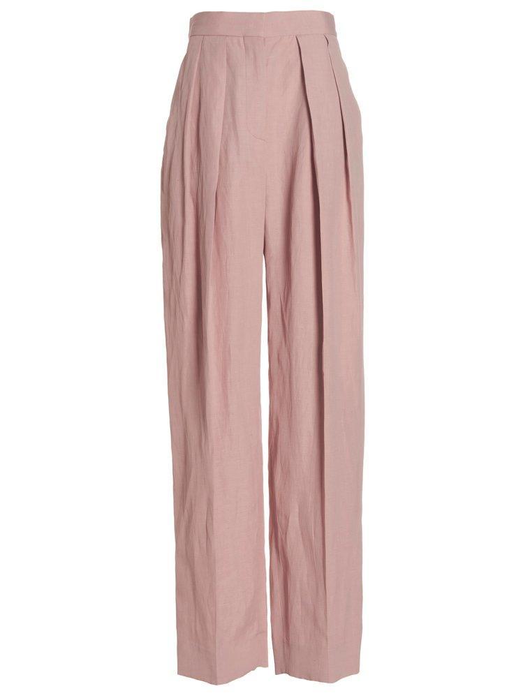 Straight Leg Pleated Trousers In Rose Product Image