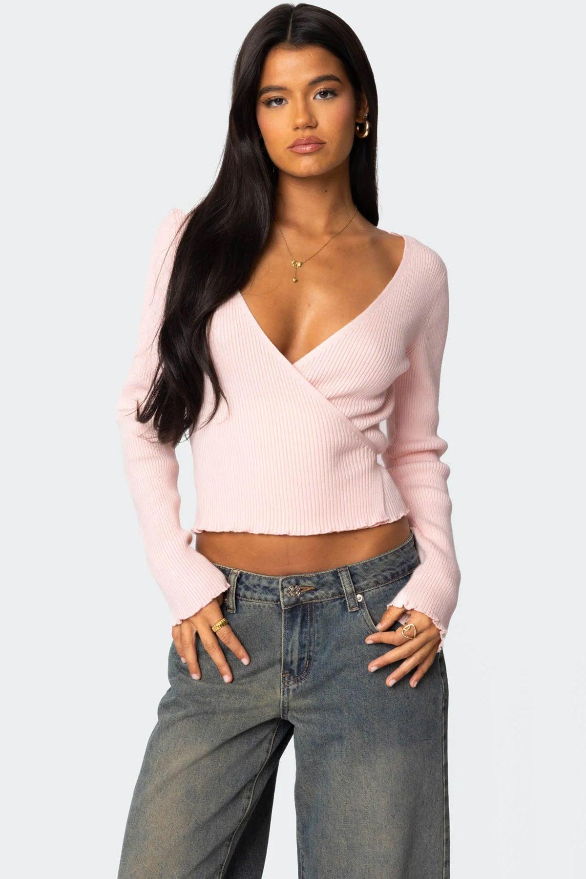 Paden Ribbed Knit Wrap Top product image