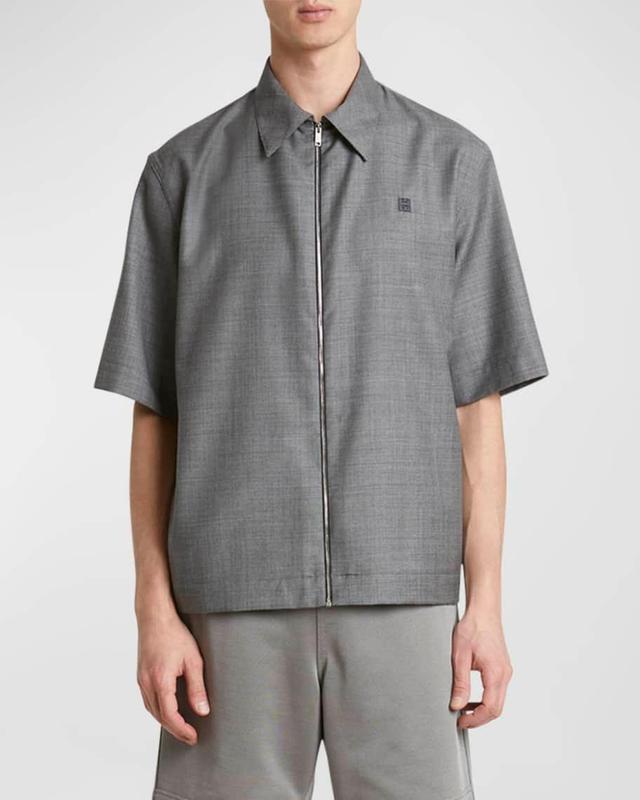 Mens Plage Zipped Shirt in Wool with 4G Detail Product Image