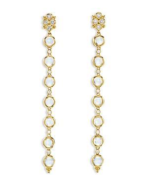 Womens Celestial Moonshot 18K Yellow Gold, Blue Moonstone & 0.44 TCW Diamond Drop Earrings Product Image