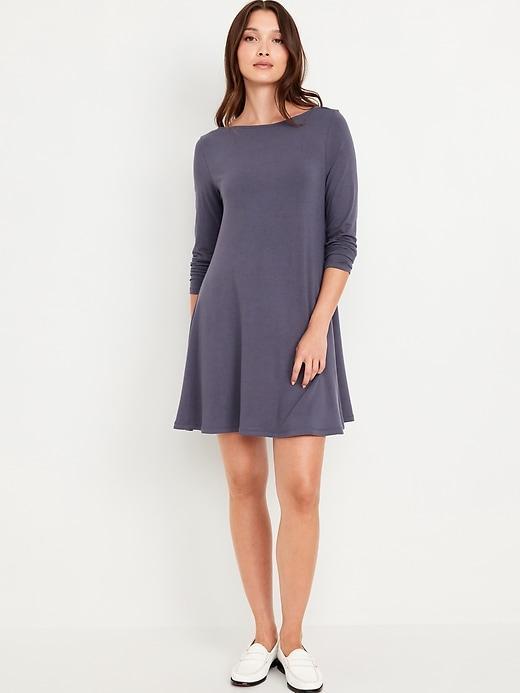 Long-Sleeve Mini Swing Dress Product Image