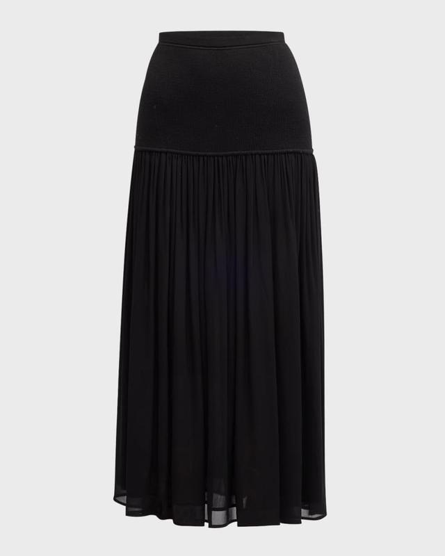 Miya Wool and Silk Drop-Waist Maxi Skirt Product Image