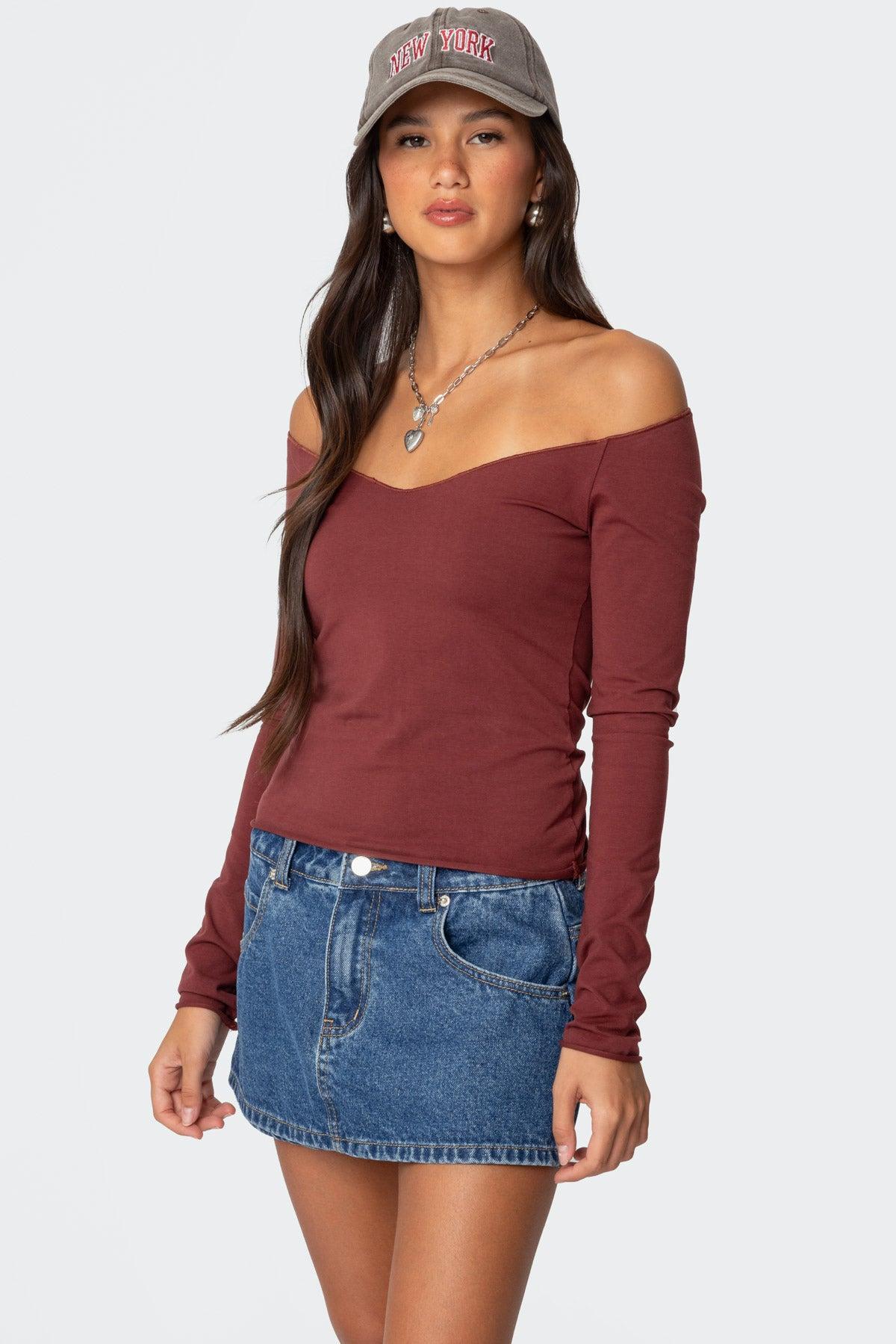 Nattie Off Shoulder V Neck Top Product Image