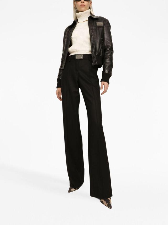 Logo-plaque Straight-leg Trousers In Black Product Image