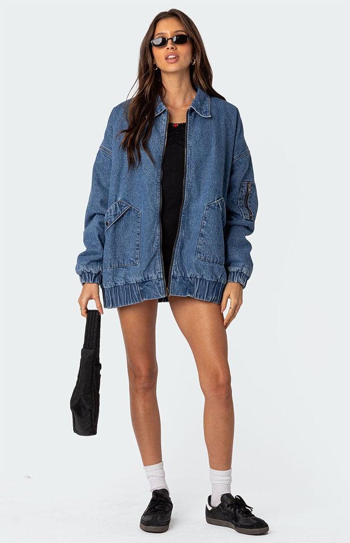 Edikted Women's Sophie Oversized Washed Denim Coat Product Image