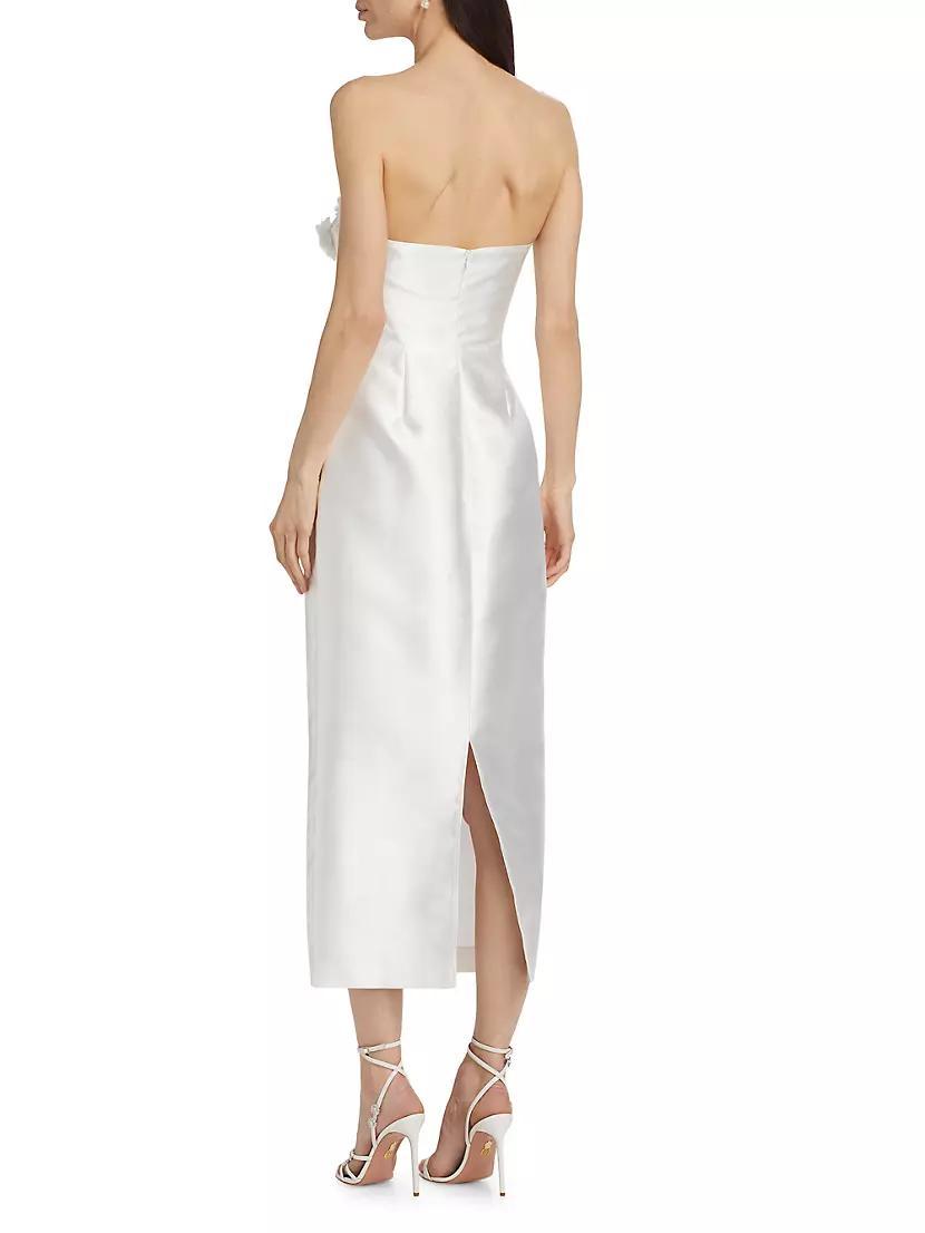 Serefina Satin Strapless Appliqué Midi-Dress Product Image