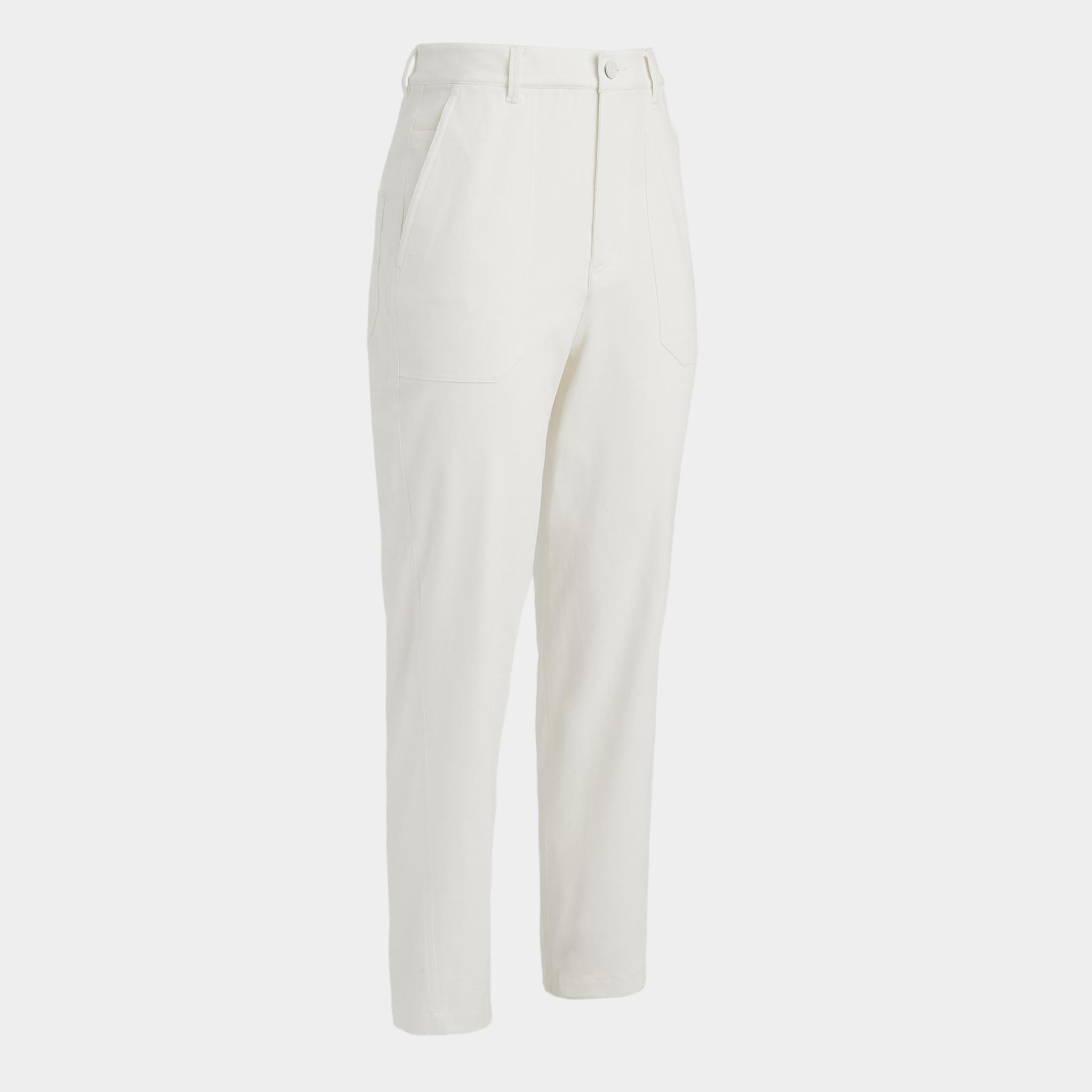 COTTON TWILL HIGH RISE STRAIGHT TAPERED LEG TROUSER Product Image