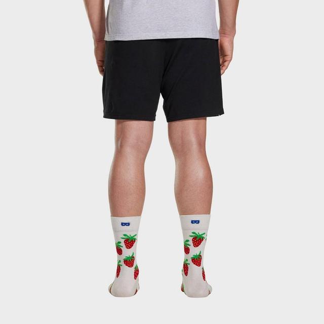 Pair of Thieves Mens Strawberry Print Crew Socks - Cream 6-12 Product Image