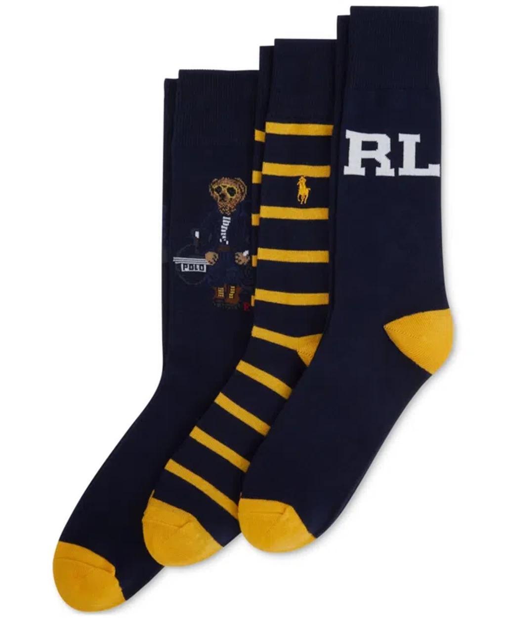 Polo Ralph Lauren Mens 3-Pk. Denim Bear Slack Socks Gift Set Product Image