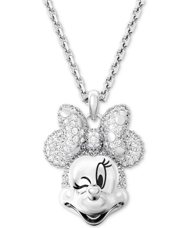 Womens Disney 100 Rhodium-Plated & Crystal Minnie Mouse Pendant Necklace Product Image