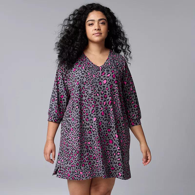 Plus Size Simply Vera Vera Wang 3/4 Sleeve Sleepshirt, Womens Product Image