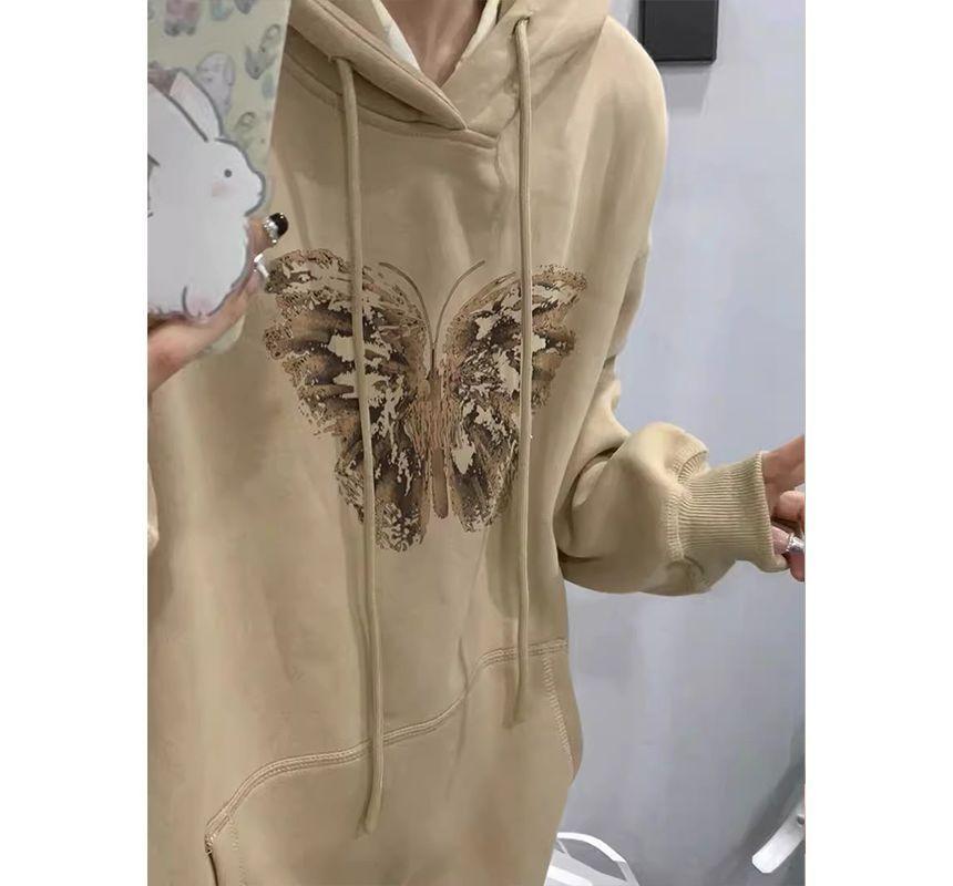 Long-Sleeve Butterfly Print Hoodie Product Image