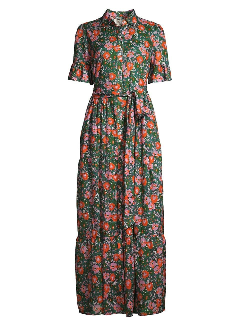 Womens Martine Floral Tiered Maxi Shirtdress Product Image