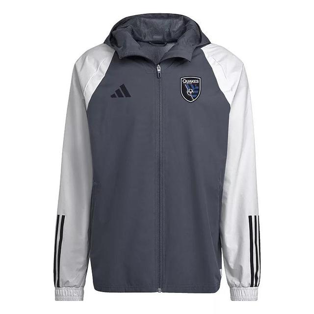 Mens adidas Gray San Jose Earthquakes 2024 All-Weather Raglan Full-Zip Jacket Product Image