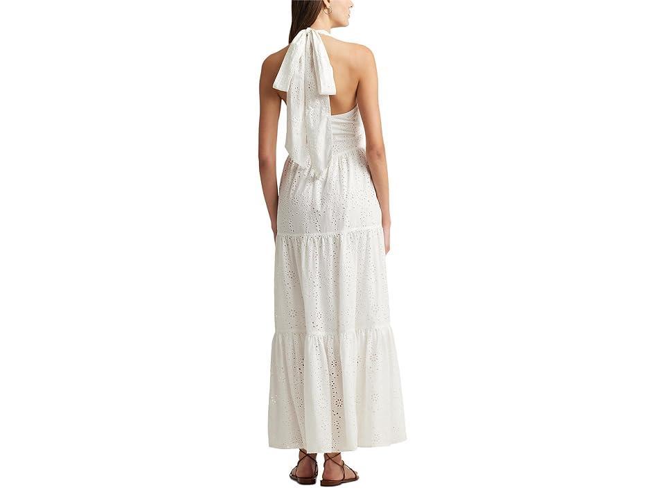 Lauren Ralph Lauren Eyelet Cotton Tiered Halter Dress Women's Dress Product Image