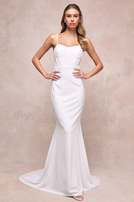 Remarkable Love White Bustier Sleeveless Mermaid Maxi Dress product image