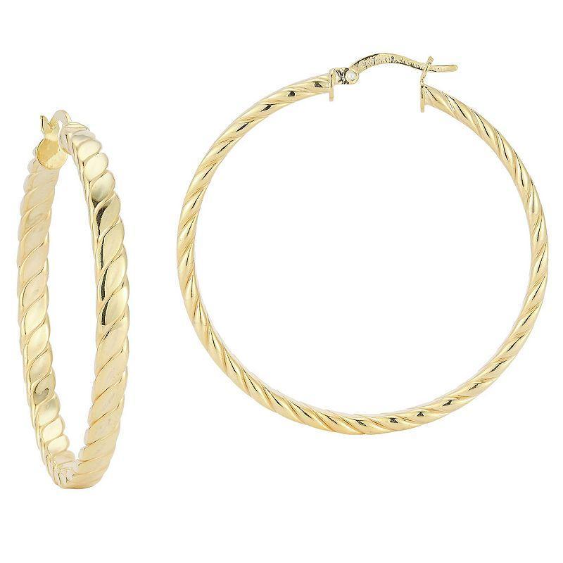 Sunkissed Sterling 14k Gold Over Silver Large Flat Twist Hoop Earrings, Womens Product Image