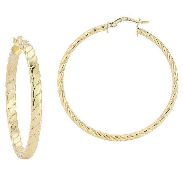 Sunkissed Sterling 14k Gold Over Silver Large Flat Twist Hoop Earrings, Womens, Silver Tone Product Image