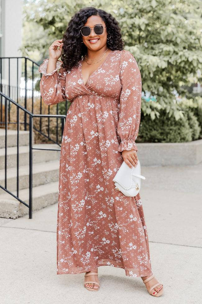 Beautifully You Brown Floral Maxi Dress Product Image