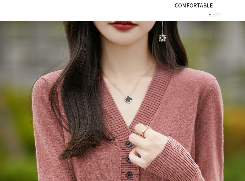 V-Neck Ribbed Cardigan Product Image