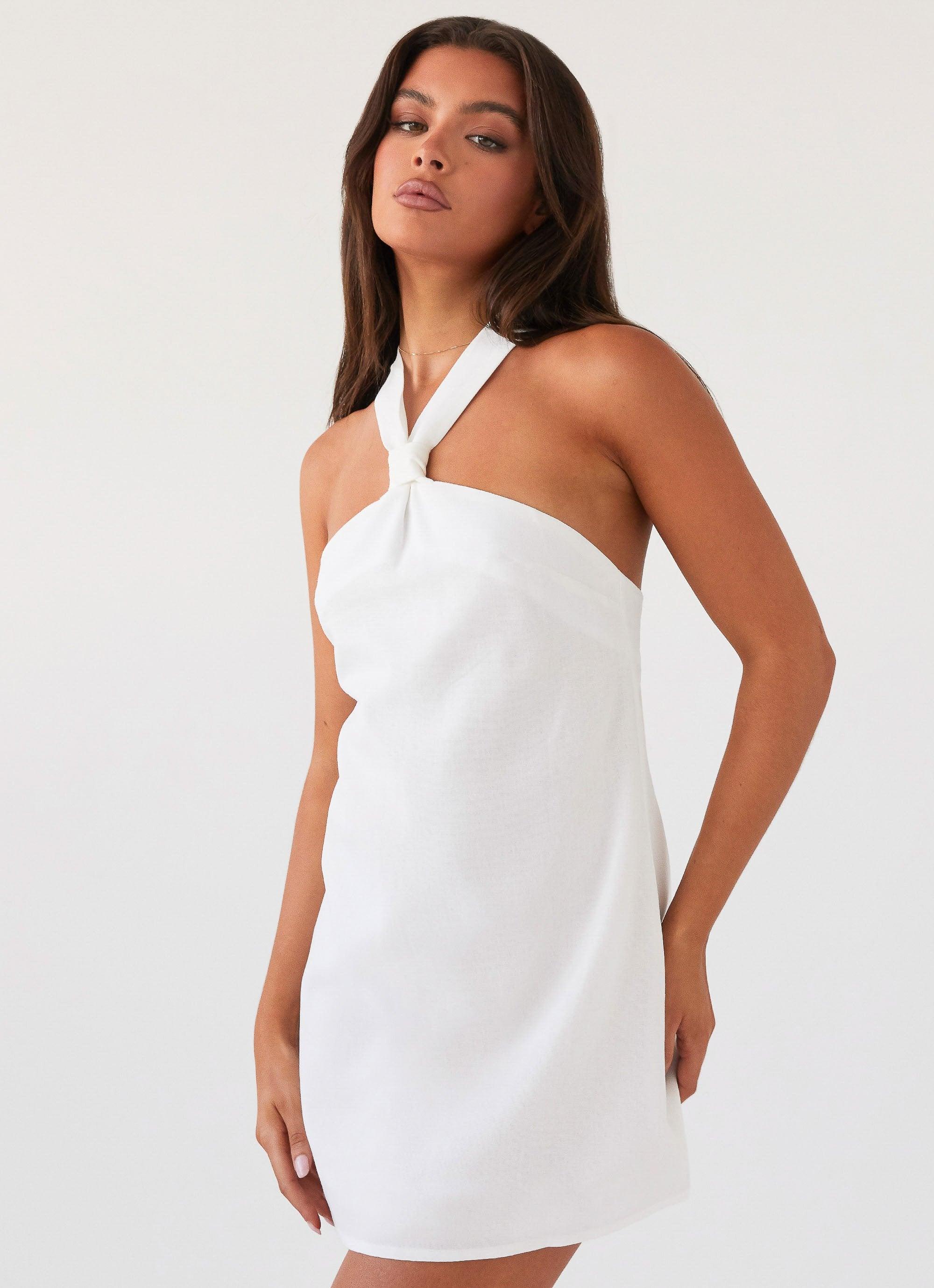 Keira Linen Mini Dress - White Product Image