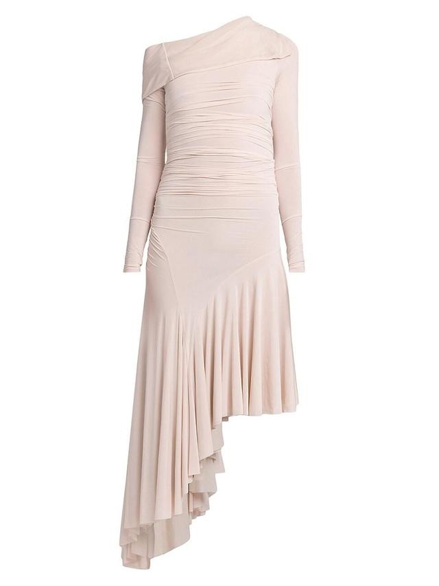 Womens Asymmetric Long-Sleeve Midi-Dress Product Image