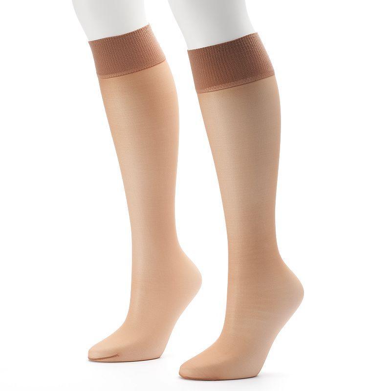 Hanes Alive 2-pk. Full Support Knee-High Pantyhose 0A446, Womens Product Image