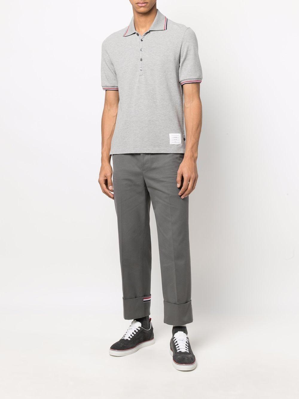 Tri-colour Stripe Polo Shirt In Grey Product Image