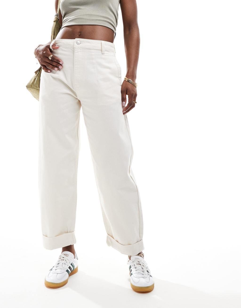 ASOS DESIGN tailored jeans with tapered leg in ecru Product Image