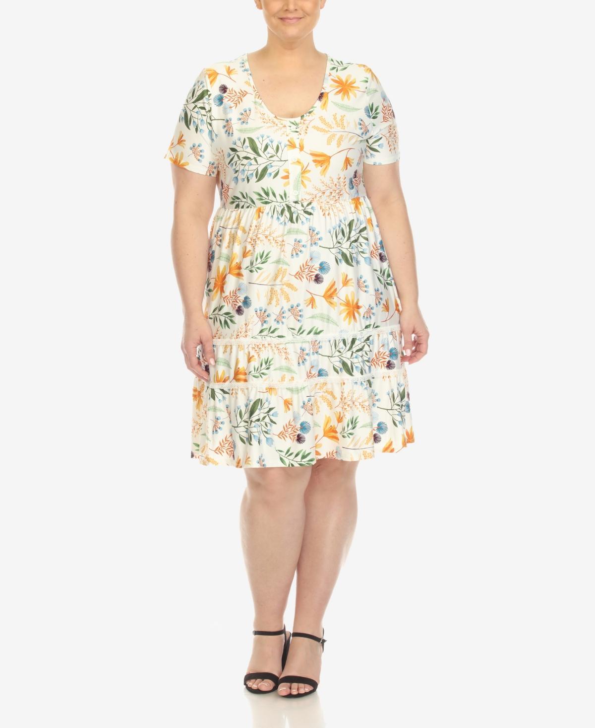 Plus Size White Mark Floral Tiered Dress, Womens Product Image