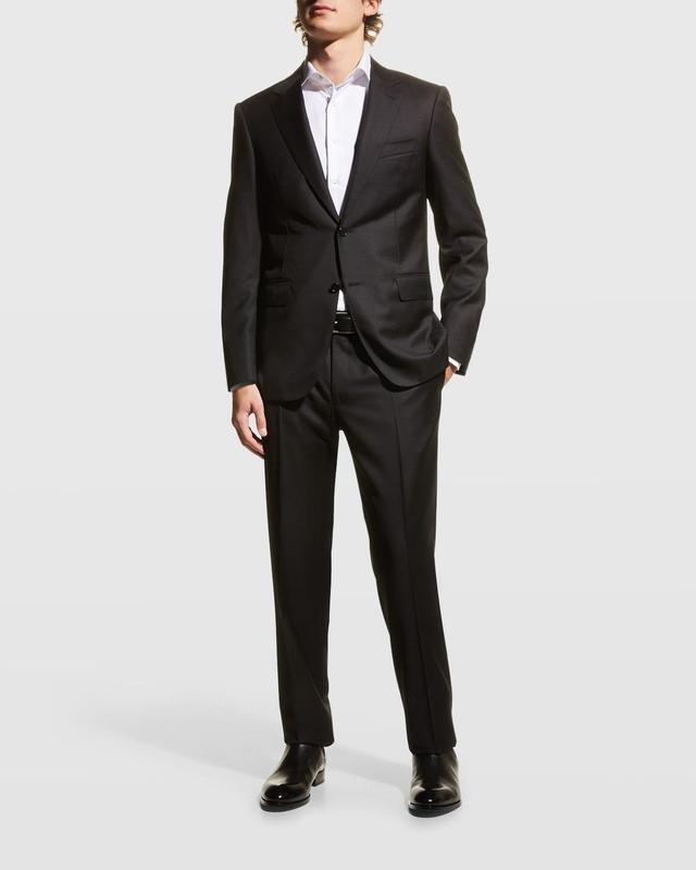 Mens Solid Wool Two-Piece Suit Product Image