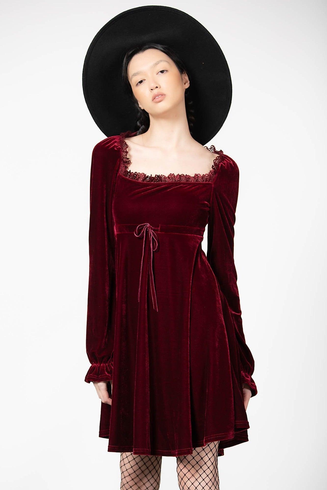 Imperia Long Sleeve Velvet Dress [BLOOD] Female Product Image