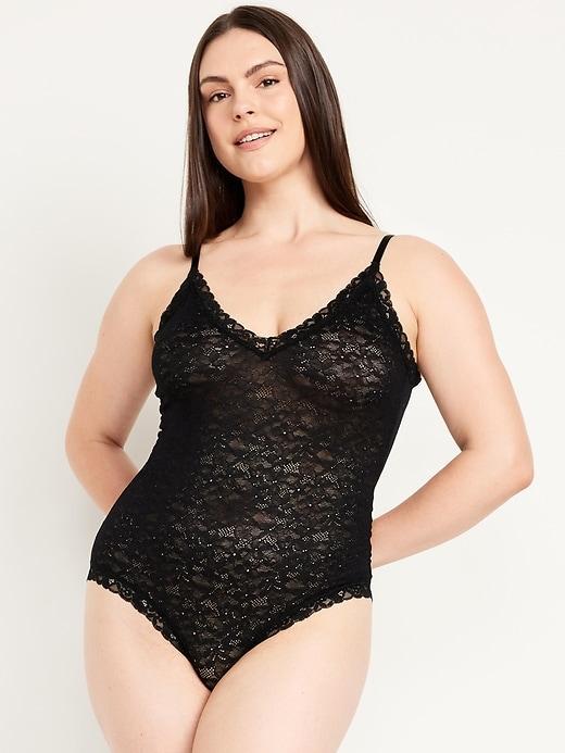 V-Neck Lace Bodysuit Product Image